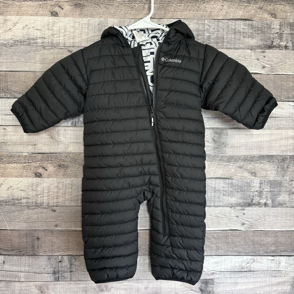 Columbia Reversible Puffer Bunting Snowsuit Jacket Baby 6-12 Months Black/White